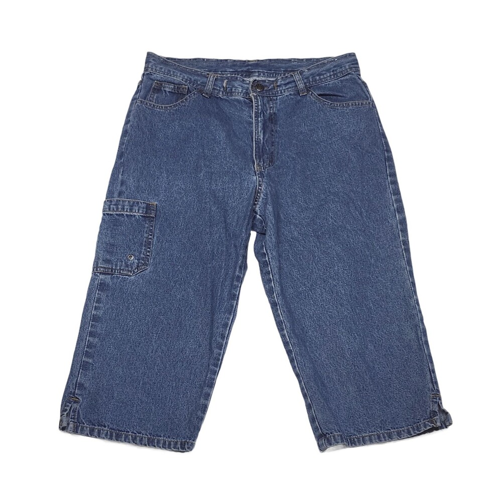 Carolina Blues Women's Size 8 Blue Denim Cargo Capri Jeans 100% Cotton Mid Rise